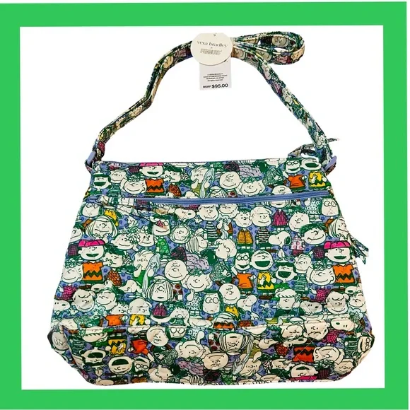 NWT! VERA BRADLEY X PEANUTS CROSSBODY MULTI ZIPPER POCKETS BAG W ADJ. STRAP. NEW - Picture 1 of 16